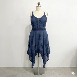 Dark Floral Mini Dress Witchy Boho Button 90's Whimsigoth Hippie Embroidered